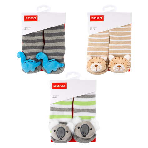 Set de 3 calcetines de colores para bebé SOXO con sonajero