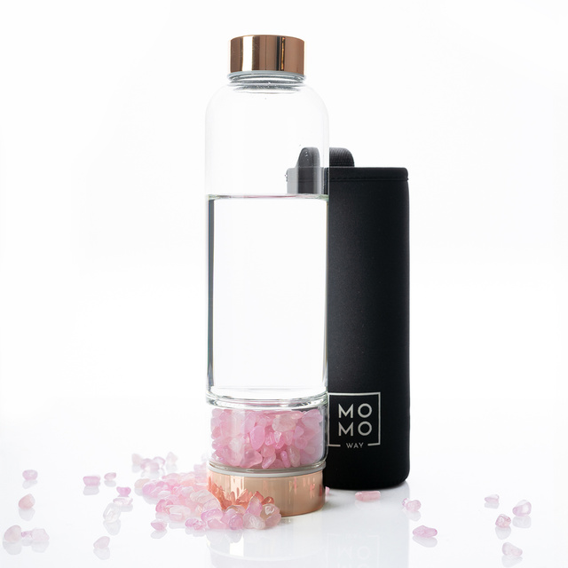 Botella de agua de cuarzo rosa 450 ml 