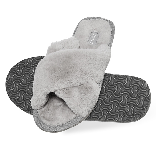 Pantuflas de mujer SOXO grises con suela de TPR duro