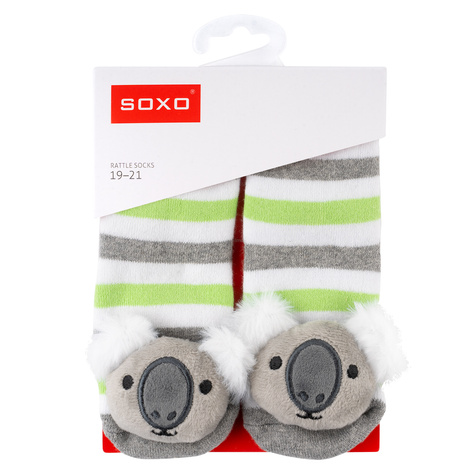 Set de 3 calcetines de colores para bebé SOXO con sonajero