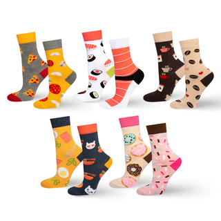 Set de 5x SOXO coloridos calcetines de mujer con pizza