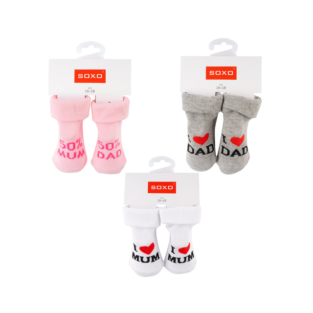 Lote de 3 calcetines para bebé SOXO azul marino con inscripción