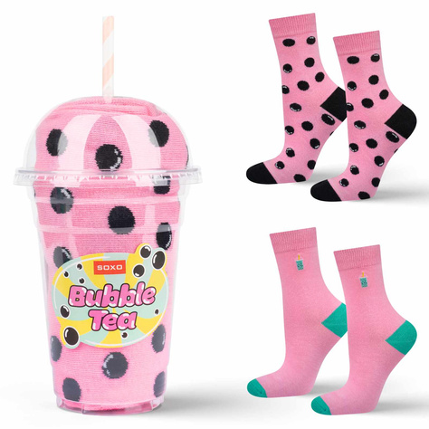 Calcetines Soxo Bubble Tea rosa para hombre - 2 Pares