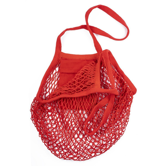 Bolso shopping parisino rojo de algodón con bolsillo interior