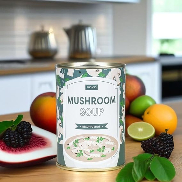 Calcetines de hombre | Sopa de champiñones SOXO GOOD STUFF para mujer en lata, alegre, colorida como regalo para Él | para ella