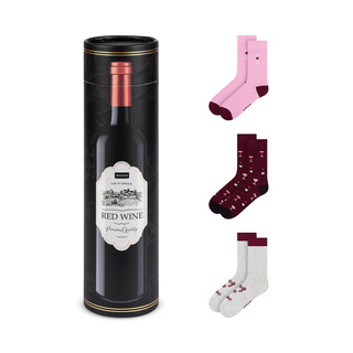 Set de 3 divertidos calcetines SOXO Vino tinto para mujer en tubo de regalo
