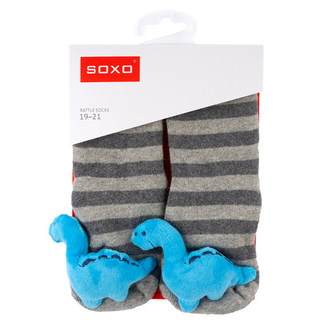 Set de 3 calcetines de colores para bebé SOXO con sonajero