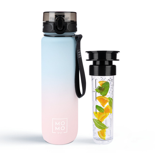 MOMO WAY Botella de agua azul y rosa | ideal para viajes | BPA free | Tritan