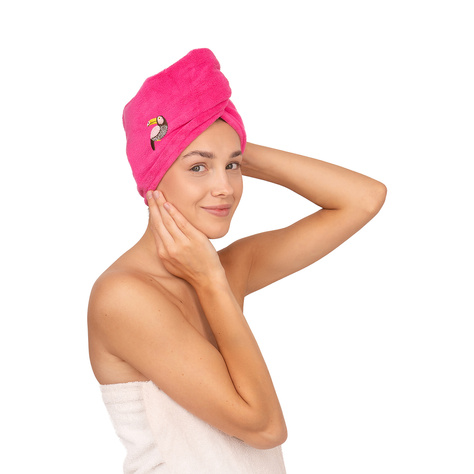 MOMO WAY Turbante de baño rosa | toalla tucan