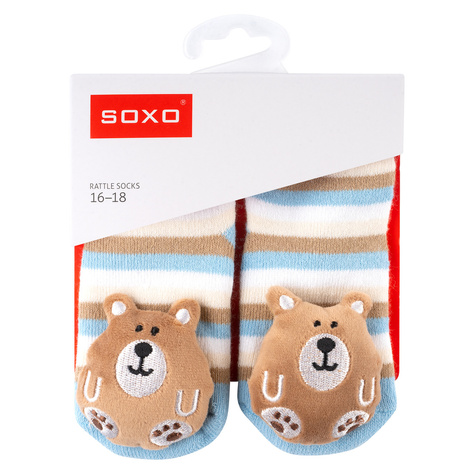 Set de 3 calcetines de colores para bebé SOXO con sonajero