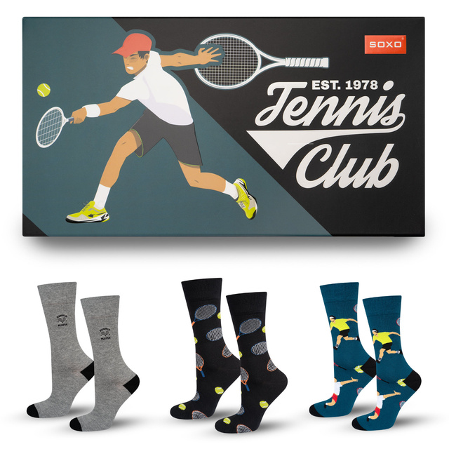 Calcetines de colores para hombre SOXO Tennis - 3 pares 