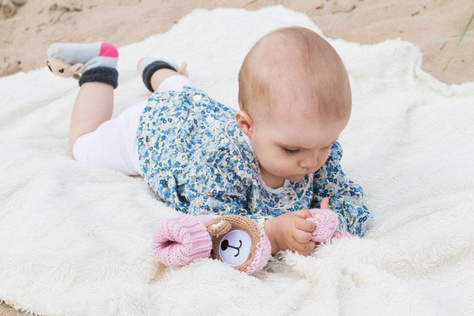 Pantuflas de bebé SOXO rosa con osito de peluche