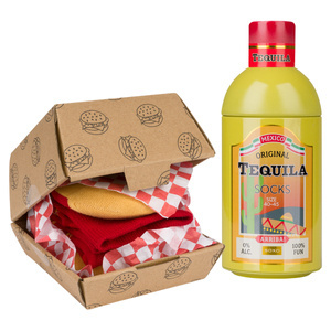 Calcetines de hombre SOXO | Hamburguesa en una caja | Tequila en una botella | Regalo divertido para él