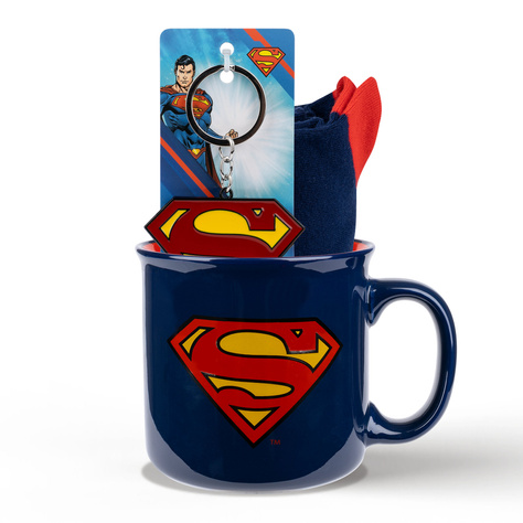 Superman set taza calcetines y llavero