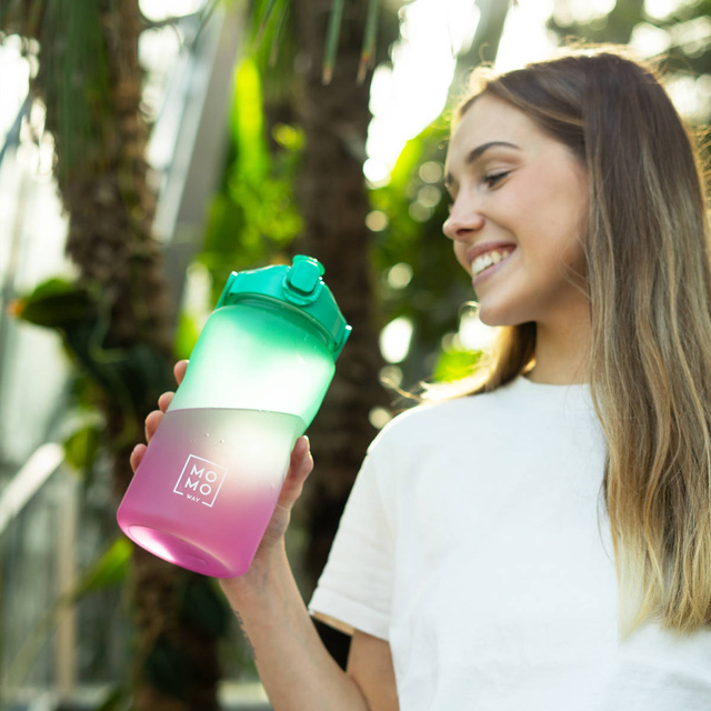 Botella de agua 1,5L verde-rosa | BPA free