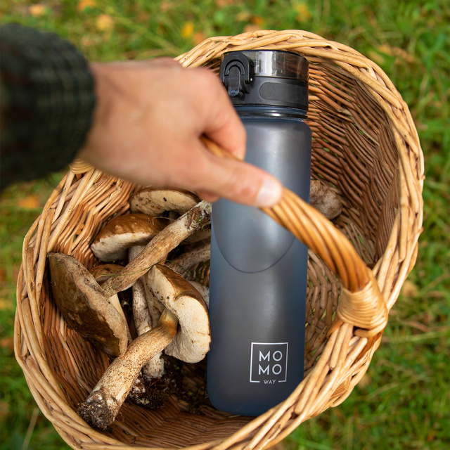 MOMO WAY Botella de agua gris | idea de regalo | BPA free | Tritan