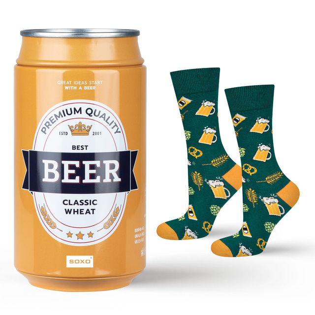Calcetines de colores SOXO GOOD STUFF para hombre, divertida cerveza oscura, ahumada en lata