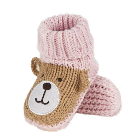 Pantuflas de bebé SOXO rosa con osito de peluche