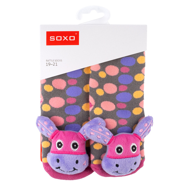 Set de 3 calcetines de colores para bebé SOXO con sonajero