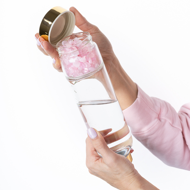 Botella de agua de cuarzo rosa 450 ml 