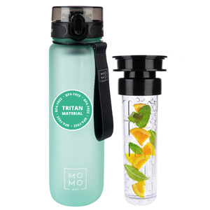MOMO WAY Botella de agua verde claro | ideal para viajes | BPA free | Tritan