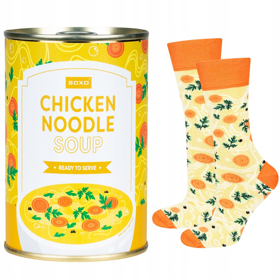 Calcetines Mujer | Sopa de pollo SOXO GOOD STUFF para hombre en calcetines de lata como regalo para ella | para el unisexo