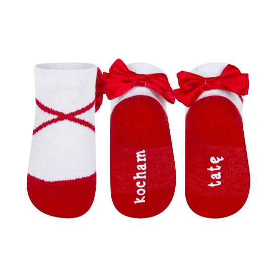 Calcetines bebé rojo SOXO bailarinas con inscripción