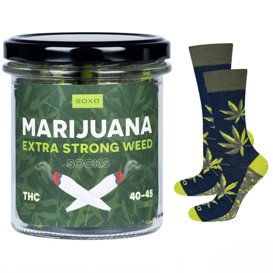 Calcetines coloridos de SOXO GOOD STUFF marijuana en un frasco de algodón