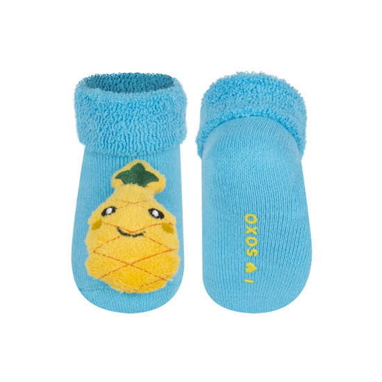 Calcetines de bebé SOXO azul con sonajero de piña 3D