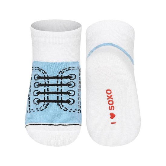 Calcetines de bebé SOXO azul, zapatillas con inscripciones