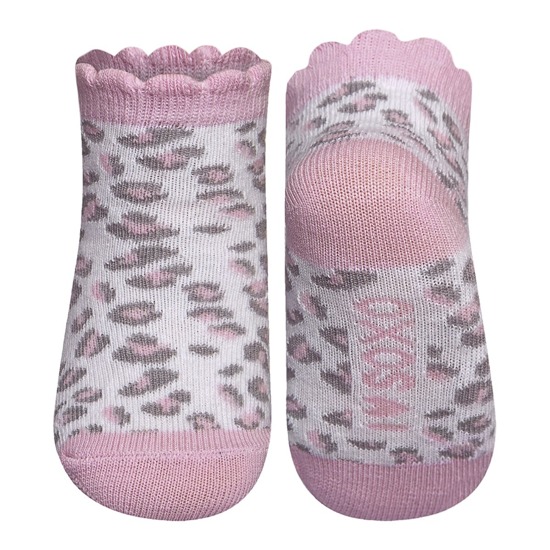 Calcetines de bebé SOXO rosa con estampado de leopardo