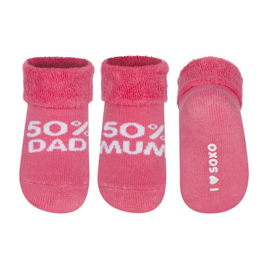 Calcetines de bebé SOXO rosas con inscripciones