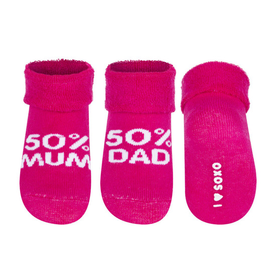 Calcetines de bebé SOXO rosas con inscripciones de regalo