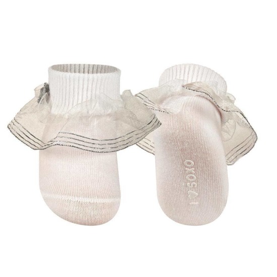 Calcetines de bebé blancos con volante SOXO para bautizo