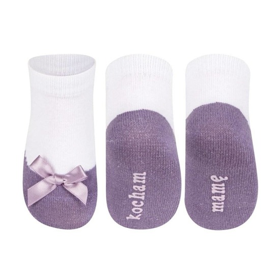 Calcetines de bebé violeta SOXO bailarinas con inscripción