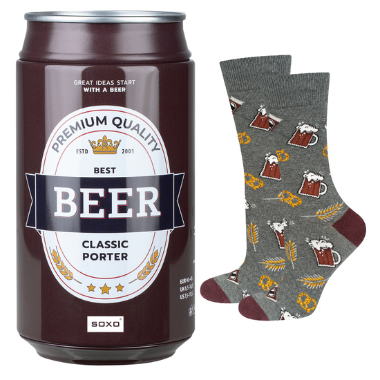 Calcetines de colores SOXO GOOD STUFF para hombre, divertida cerveza oscura, ahumada en lata
