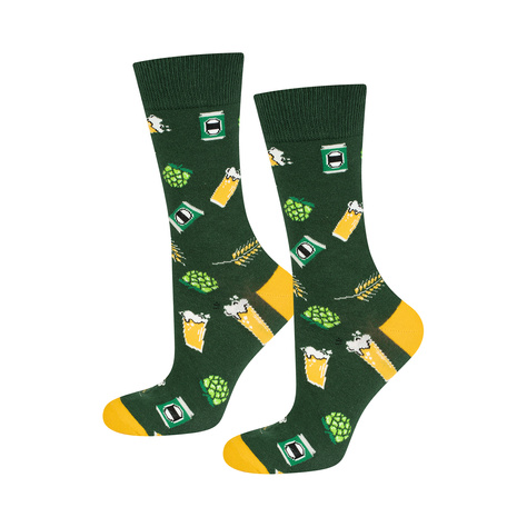 Calcetines de colores SOXO GOOD STUFF para hombre, divertida cerveza oscura, ahumada en lata
