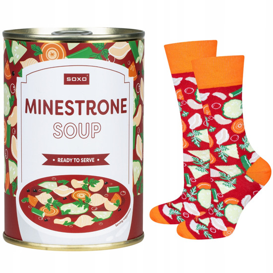 Calcetines de hombre | Sopa minestrone SOXO GOOD STUFF para mujer en lata | colorido | gracioso | idea de regalo para ella | para el unisexo
