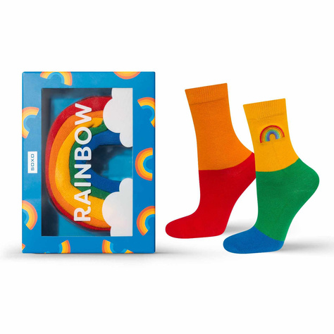 Calcetines de mujer | Calcetines de hombre SOXO | Arco iris en una caja | Idea de regalo divertida | Unisex