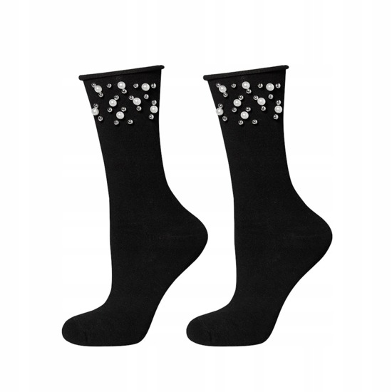 Calcetines de mujer SOXO con perlas negras.