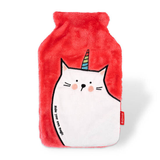 Calentador de botella de agua caliente SOXO rosa con un gato unicornio