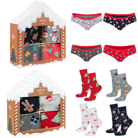 Conjunto de 2 calcetines y braguitas de mujer House SOXO GOOD STUFF Navidad