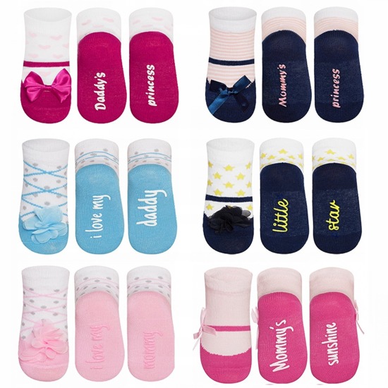 Conjunto de 6x SOXO coloridos calcetines de bebé bailarinas con inscripciones