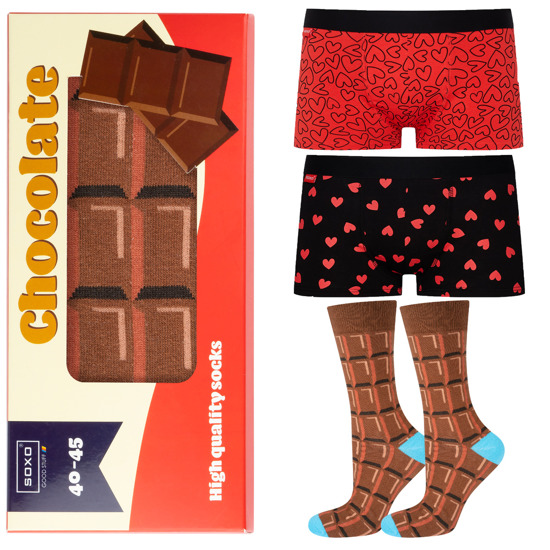 Conjunto de calcetines SOXO color chocolate para hombre en una caja y 2 calzoncillos bóxer para hombre