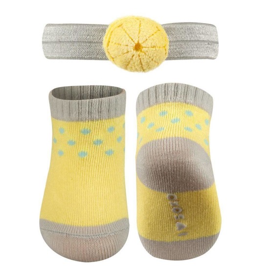 Conjunto de calcetines bebé SOXO amarillo con diadema