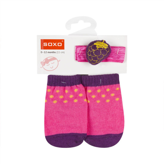 Conjunto de calcetines de bebé SOXO rosa con diadema