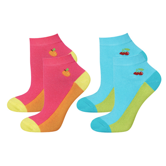 Juego de 2 calcetines tobilleros SOXO de colores para mujer con frutas