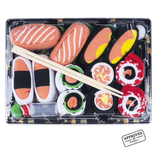 Juego de 6x calcetines Colorful SOXO sushi en una caja
