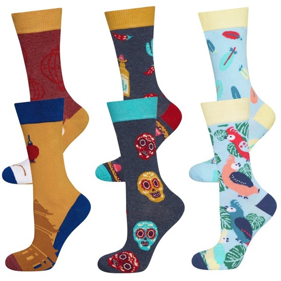 SOXO GOOD STUFF calcetines coloridos para mujer que no están en un par de tigres, méxico y gato - paquete de 3