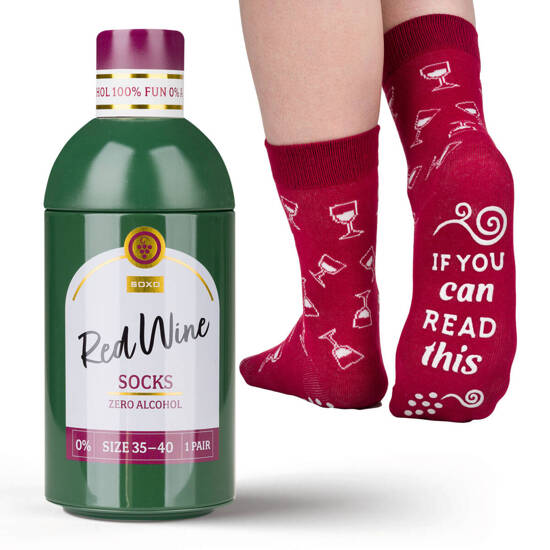 SOXO GOOD STUFF calcetines de mujer graciosos Red Wine en una botella de regalo